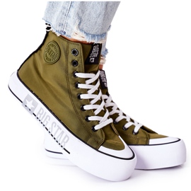 Wysokie Trampki Na Platformie Big Star II274017 Khaki zielone