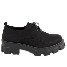 Mokasyny na grubej podeszwie czarne 8363 Black