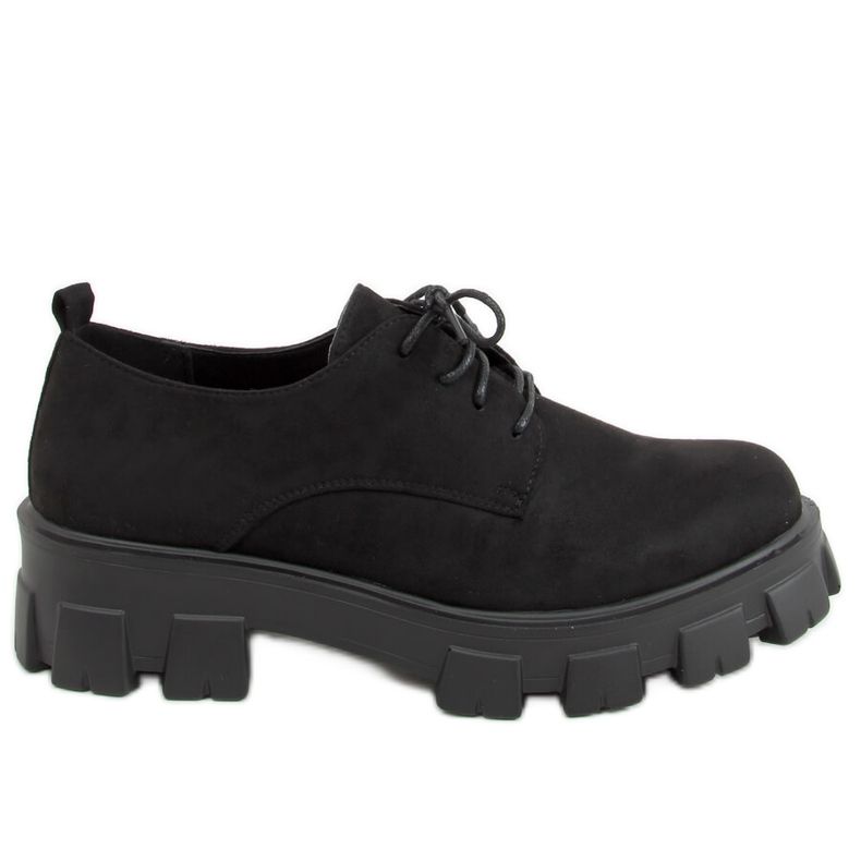 Mokasyny na grubej podeszwie czarne 8363 Black