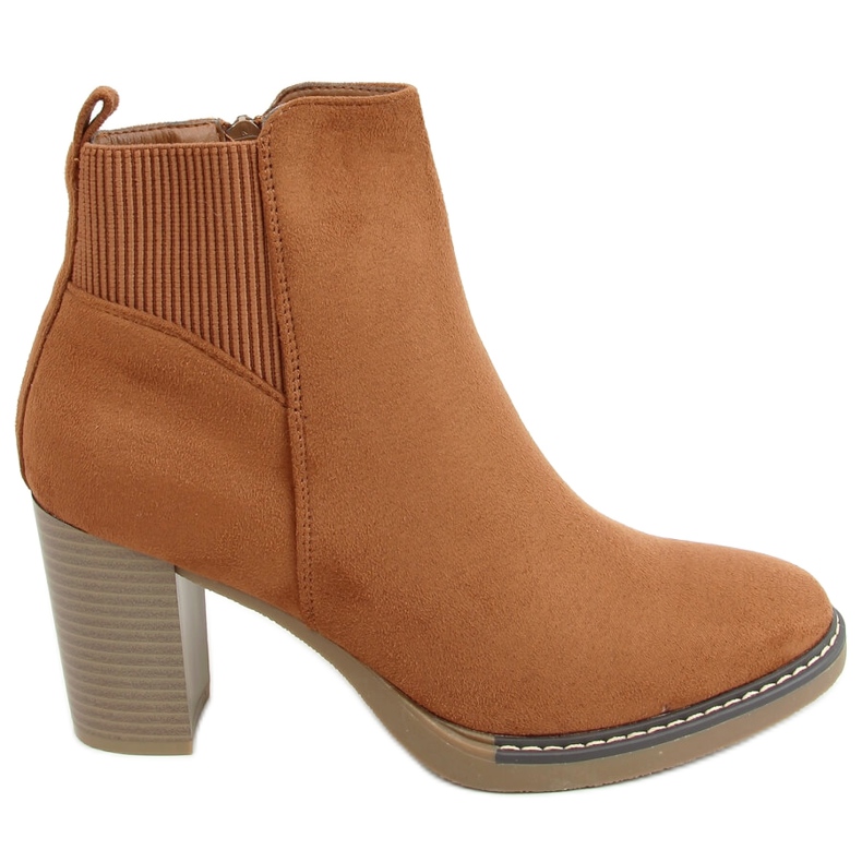 Botki na obcasie camel 1155 Camel brązowe