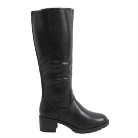 Oficerki na obcasie czarne Q400-13 Black