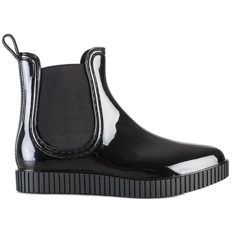 SHELOVET Lakierowane Kalosze Na Platformie czarne