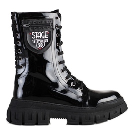 SHELOVET Czarne Glany Na Pltformie