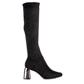 M.Daszyński Stylowe Kozaki Na Obcasie czarne