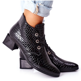 Vinceza Botki na Obcasie Czarne Albeq