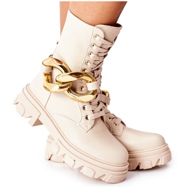 S.Barski S. Barski Damskie Botki Trapery Beżowe Jensen brązowe