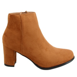 Botki na obcasie klasyczne camel E2165 Camel brązowe