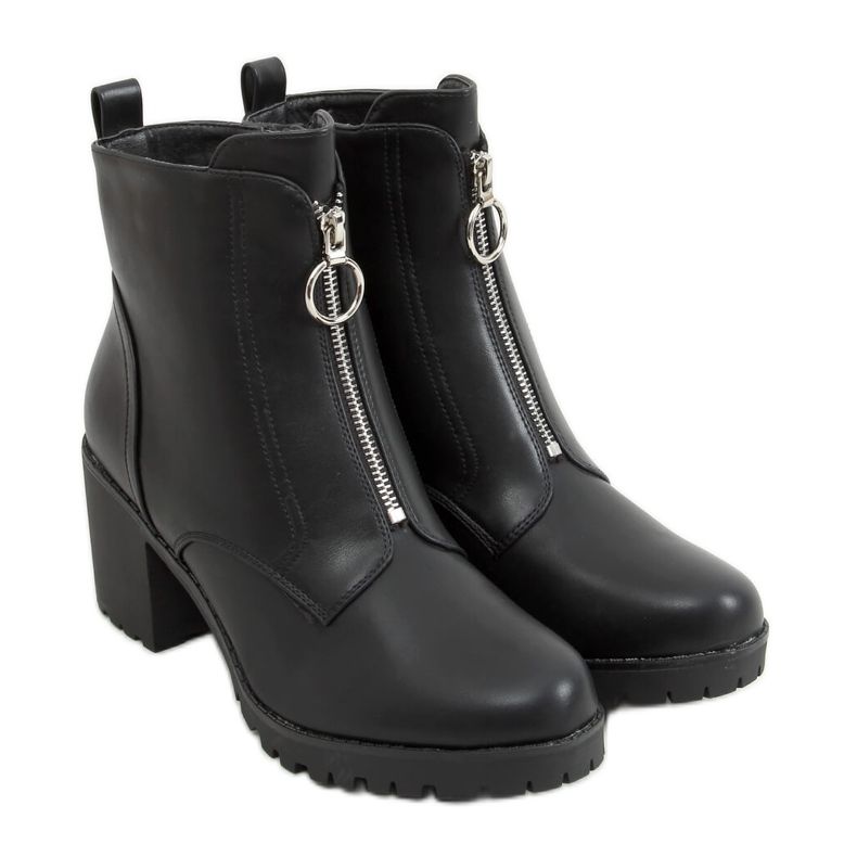 Botki na obcasie czarne BH-50 Black Pu