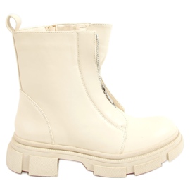 Botki workery kremowe QT05P Beige beżowy
