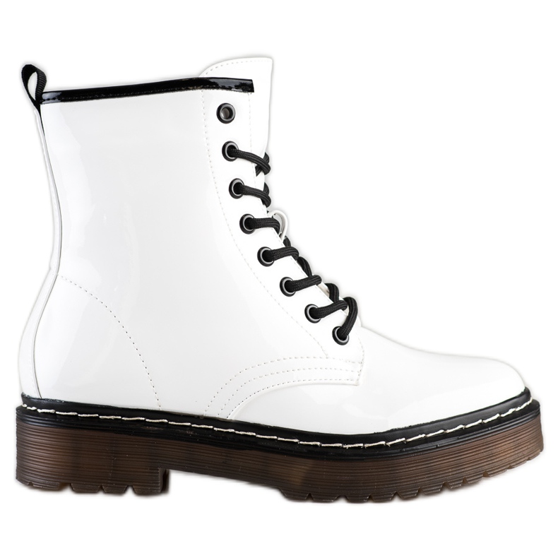 SHELOVET Białe Botki Workery Z Futerkiem