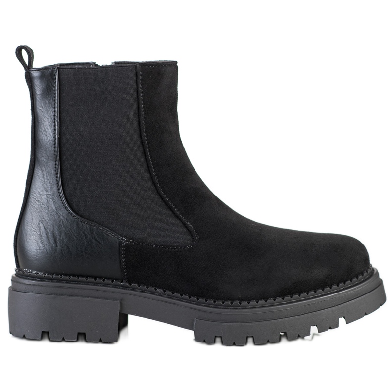 Evento Zamszowe botki na platformie czarne