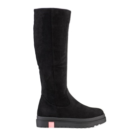 Seastar Zamszowe Kozaki Na Platformie czarne