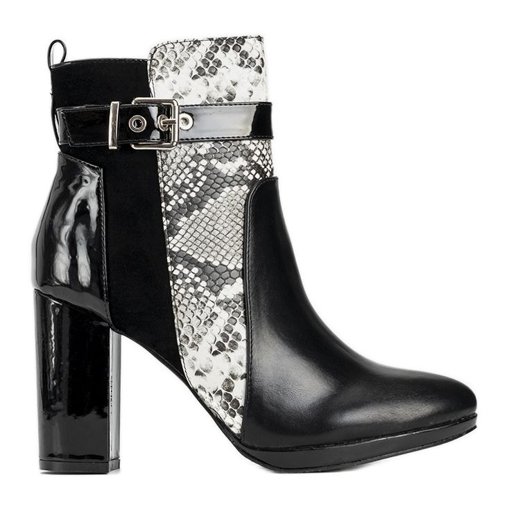 Czarne botki na słupku Peggie