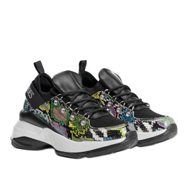 Czarne sneakresy na wysokiej podeszwie Lissy