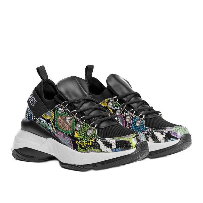 Czarne sneakresy na wysokiej podeszwie Lissy