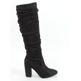 Kozaki na obcasie klasyczne czarne W18005 Black