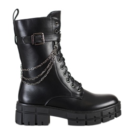 Seastar Wysokie Workery Z Łańcuszkiem czarne