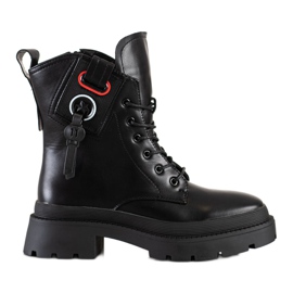 Seastar Czarne Workery Z Eko Skóry