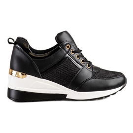 Diamantique Czarne Sneakersy Na Koturnie