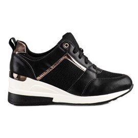 Sweet Shoes Sneakersy Na Koturnie Z Siateczką czarne