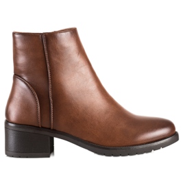 Lovery Casualowe Botki Z Eko Skóry brązowe