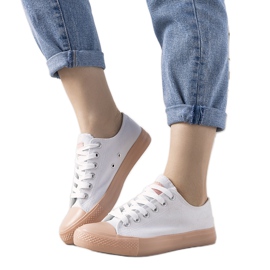 Biało różowe trampki damskie Senor białe