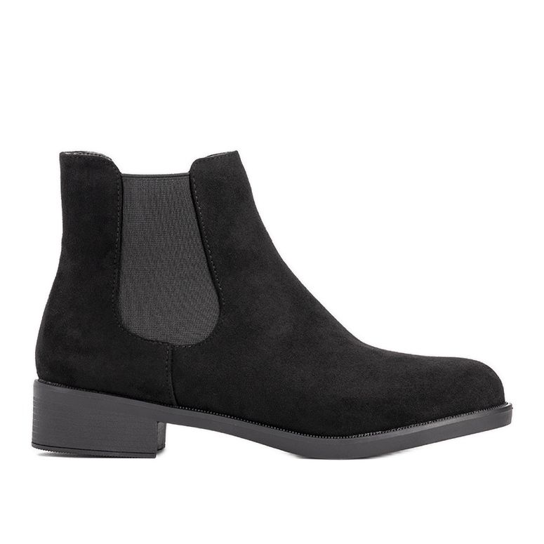 Czarne klasyczne botki damskie ocieplane Cristal