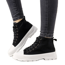 Czarne traperki trampki damskie Sanabria