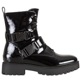 Bestelle Lakierowane Workery Z Klamrami czarne