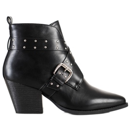 Lucky Shoes Rockowe Botki Na Słupku czarne