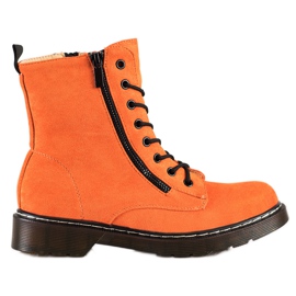 SHELOVET Pomarańczowe Trapery Z Ozdobnym Suwakiem