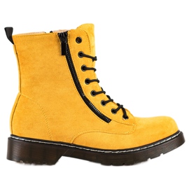 SHELOVET Żółte Trapery Z Ozdobnym Suwakiem