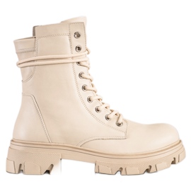 Bestelle Sznurowane Workery Z Eko Skóry beżowy