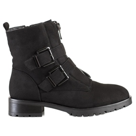 Cm Paris Zamszowe Workery Ze Sprzączkami czarne