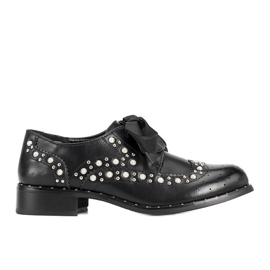 Czarne półbuty oksfordy z ćwiekami Delvis