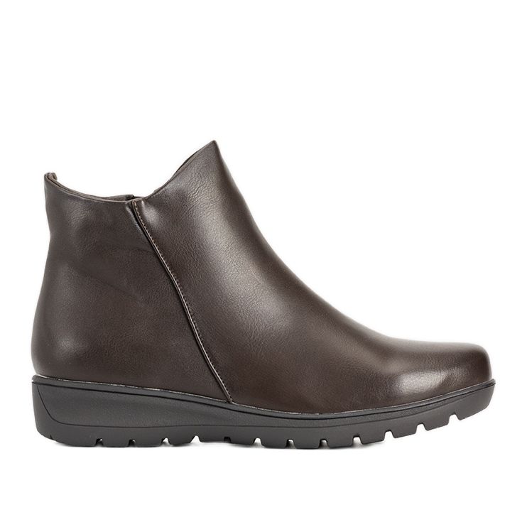 Brązowe gładkie botki płaskie Garrido