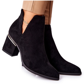 PS1 Damskie Zamszowe Botki Z Wycięciami Czarne Noel