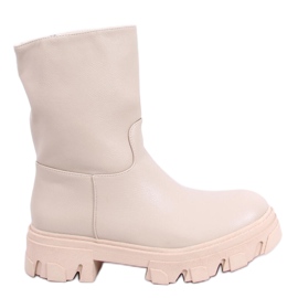 Botki z prostą cholewką czarne QT29P BLACK(camel)