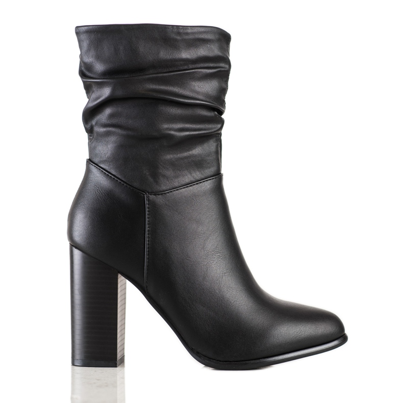 Lovery Wysokie Botki Z Marszczoną Cholewką czarne