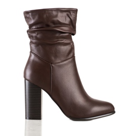 Lovery Wysokie Botki Z Marszczoną Cholewką brązowe