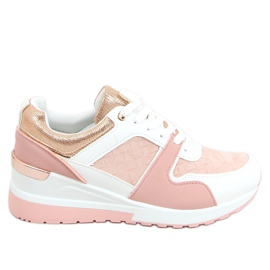 Buty sportowe na koturnie wielokolorowe AD-353 Pink różowe