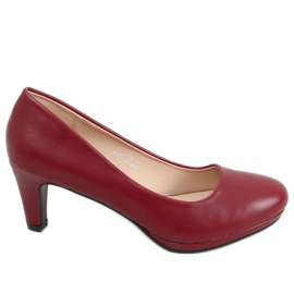 Czółenka na platformie bordowe KZ599 Wine czerwone
