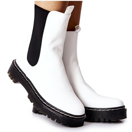 S.Barski Damskie Wysokie Botki Sztyblety Białe Nemoreva