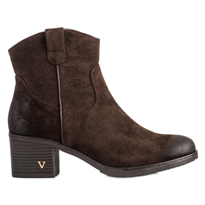Wygodne Botki Z Zamszu VINCEZA brązowe