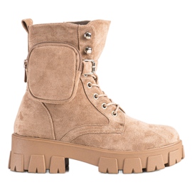 Zamszowe Workery Z Kieszonką VINCEZA beżowy