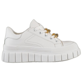 SHELOVET Sneakersy Z Łańcuchem Fashion białe