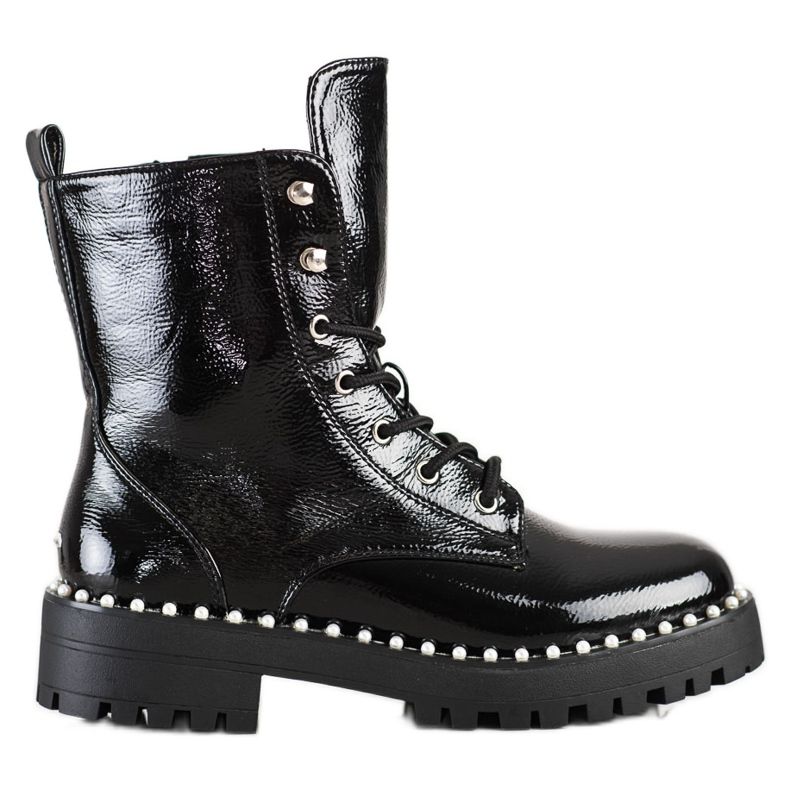 Bestelle Czarne Workery Z Perełkami