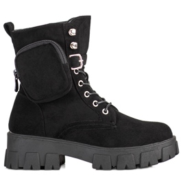 Zamszowe Workery Z Kieszonką VINCEZA czarne