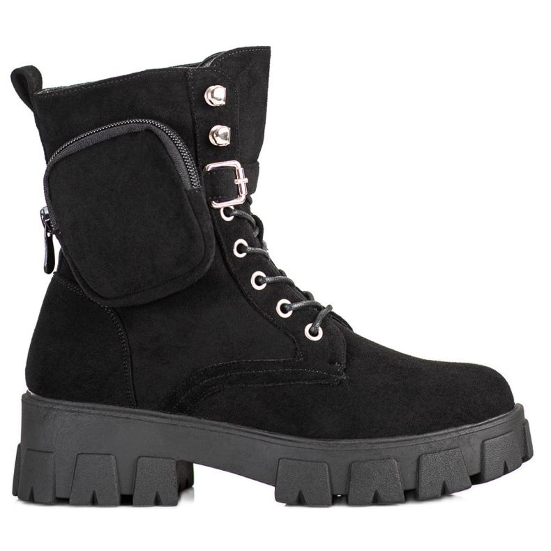 Zamszowe Workery Z Kieszonką VINCEZA czarne