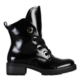 Sznurowane Botki VINCEZA czarne